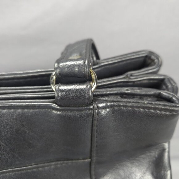 TR Bentley Black Faux Leather Tote Shoulder Bag Zip Pocket - Picture 16 of 16